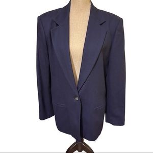 Vintage Joan Leslie Blazer Wool-blend Blue/Purple Size 16 Button Front Pocket